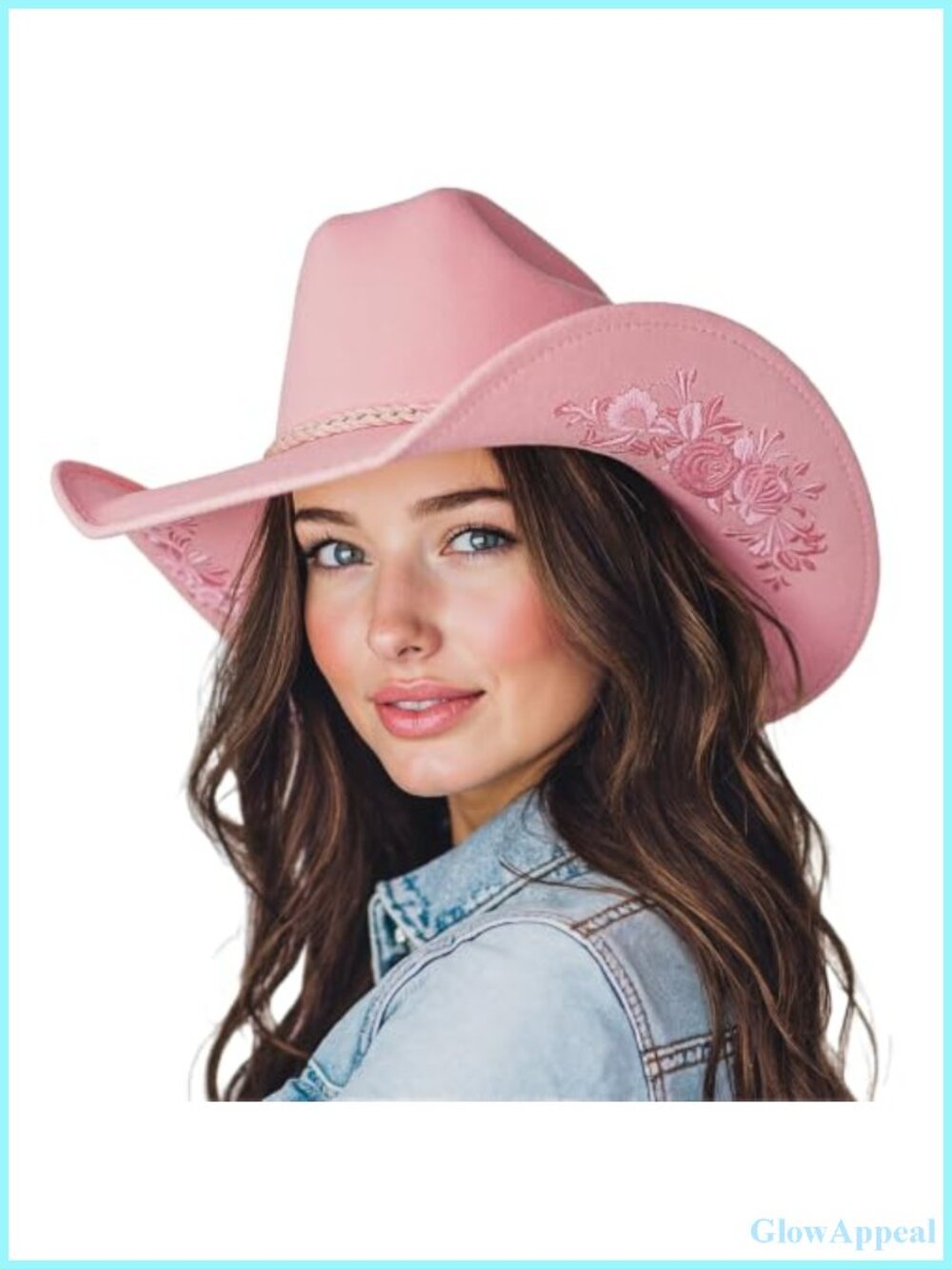 Western Cowgirl Hat Suede Embroidered Floral Costume Party